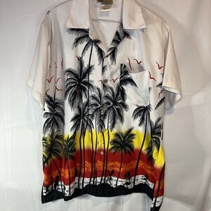 InGear Hawaiian Aloha Shirt Mens Medium Button Up Short Sleeve Sunset Casual M